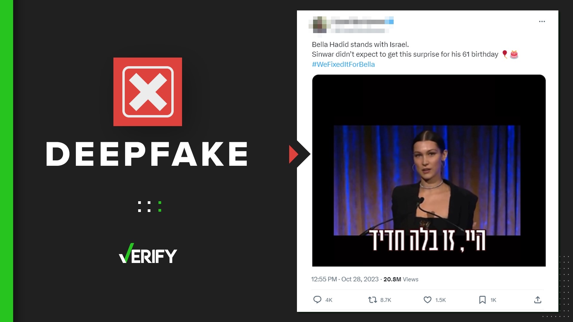 Bella Hadid video supporting Israel is a deepfake