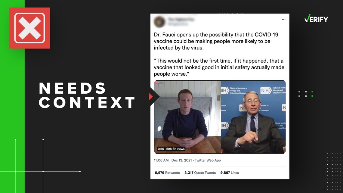 Fauci, video vaksin Zuckerberg dibagikan di luar konteks