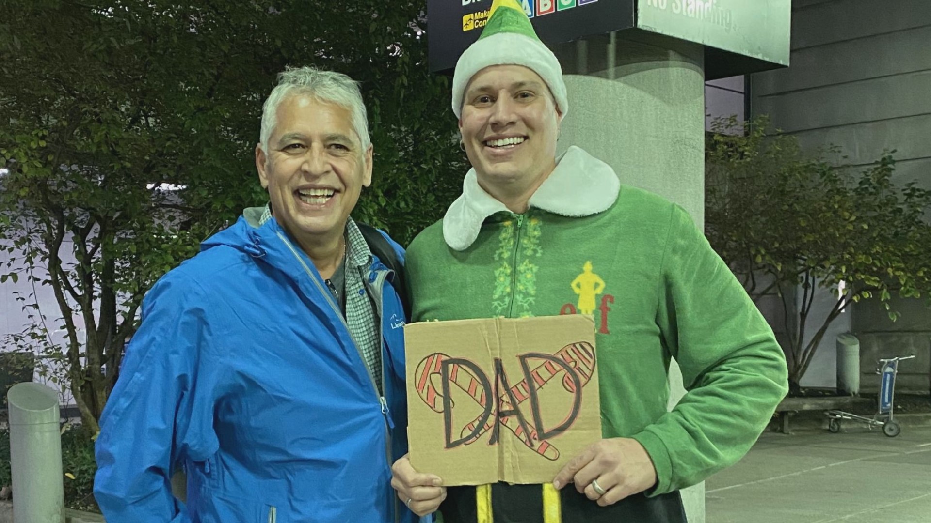 Maine man re-creates scene from 'Elf' when meeting biological father for first time