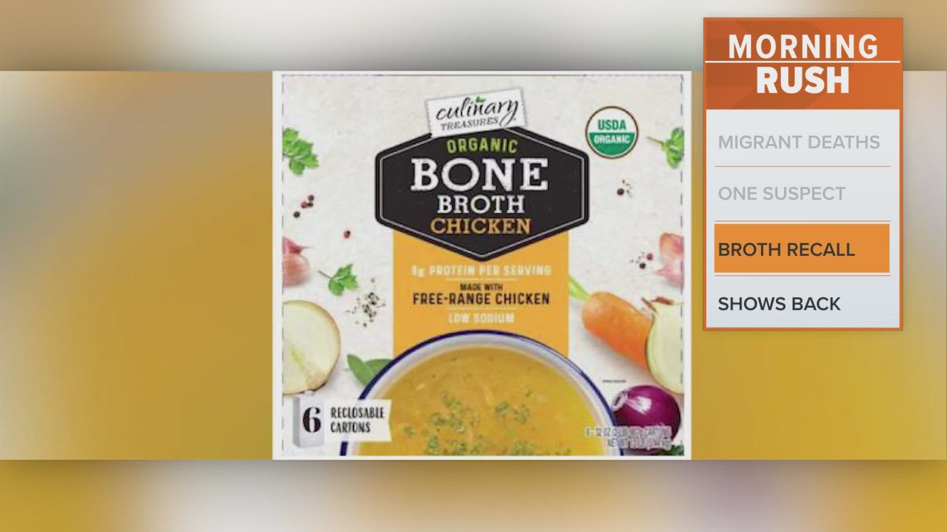 The bone broth with the 'Best Before' date of 2/23/2024 and Lot Code 98E08242 are up for recall.