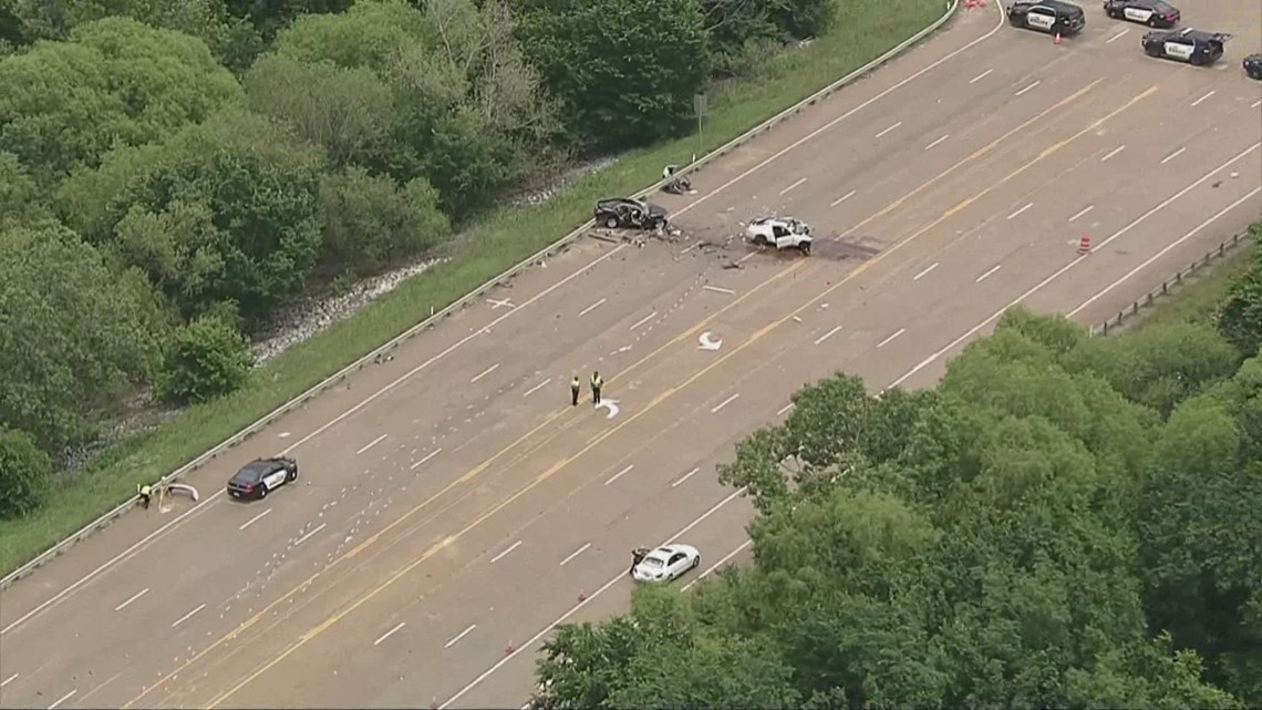 Aerial video over fatal Denton crash off Highway 380