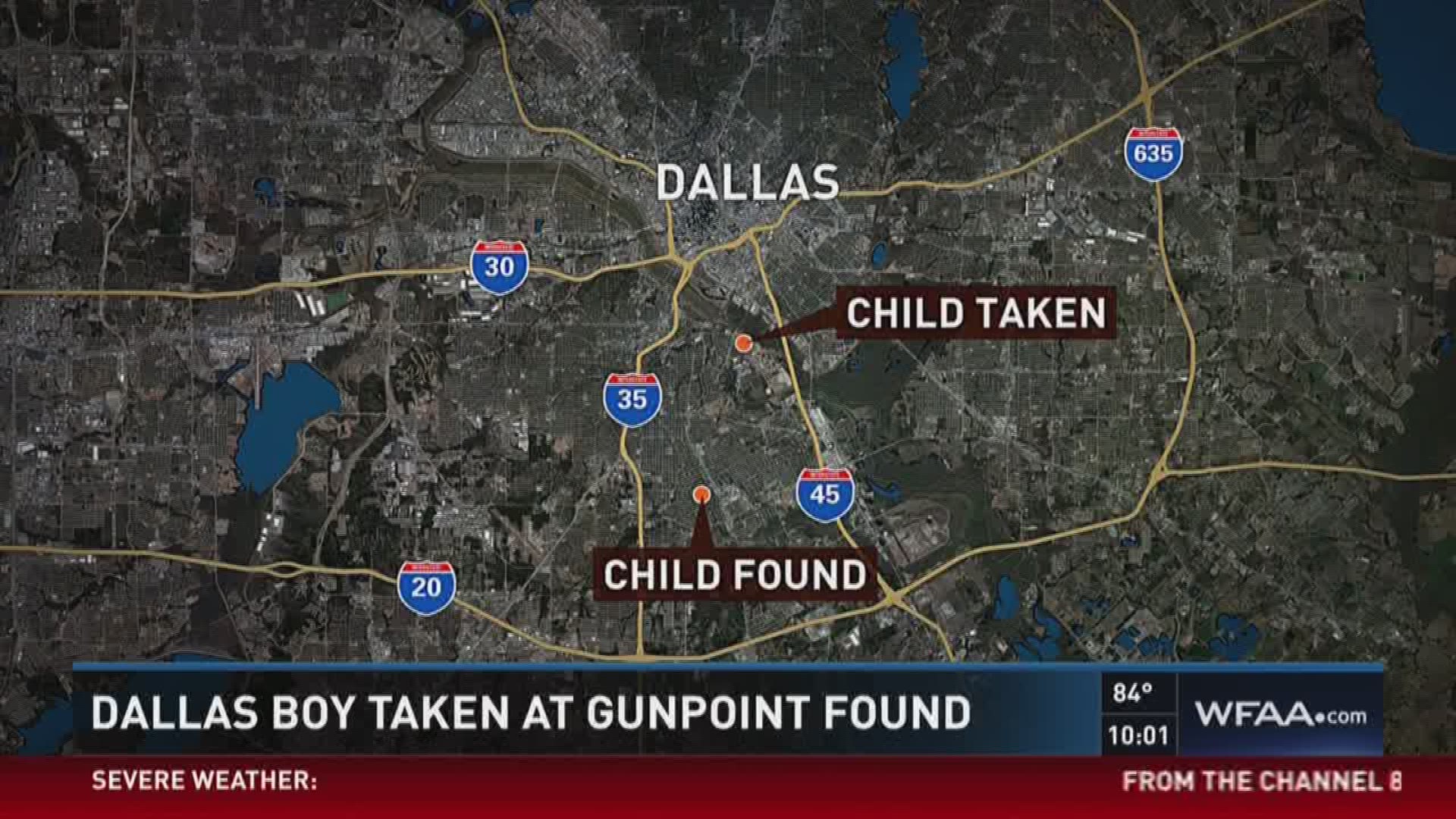 Dallas boy taken at gunpoint found