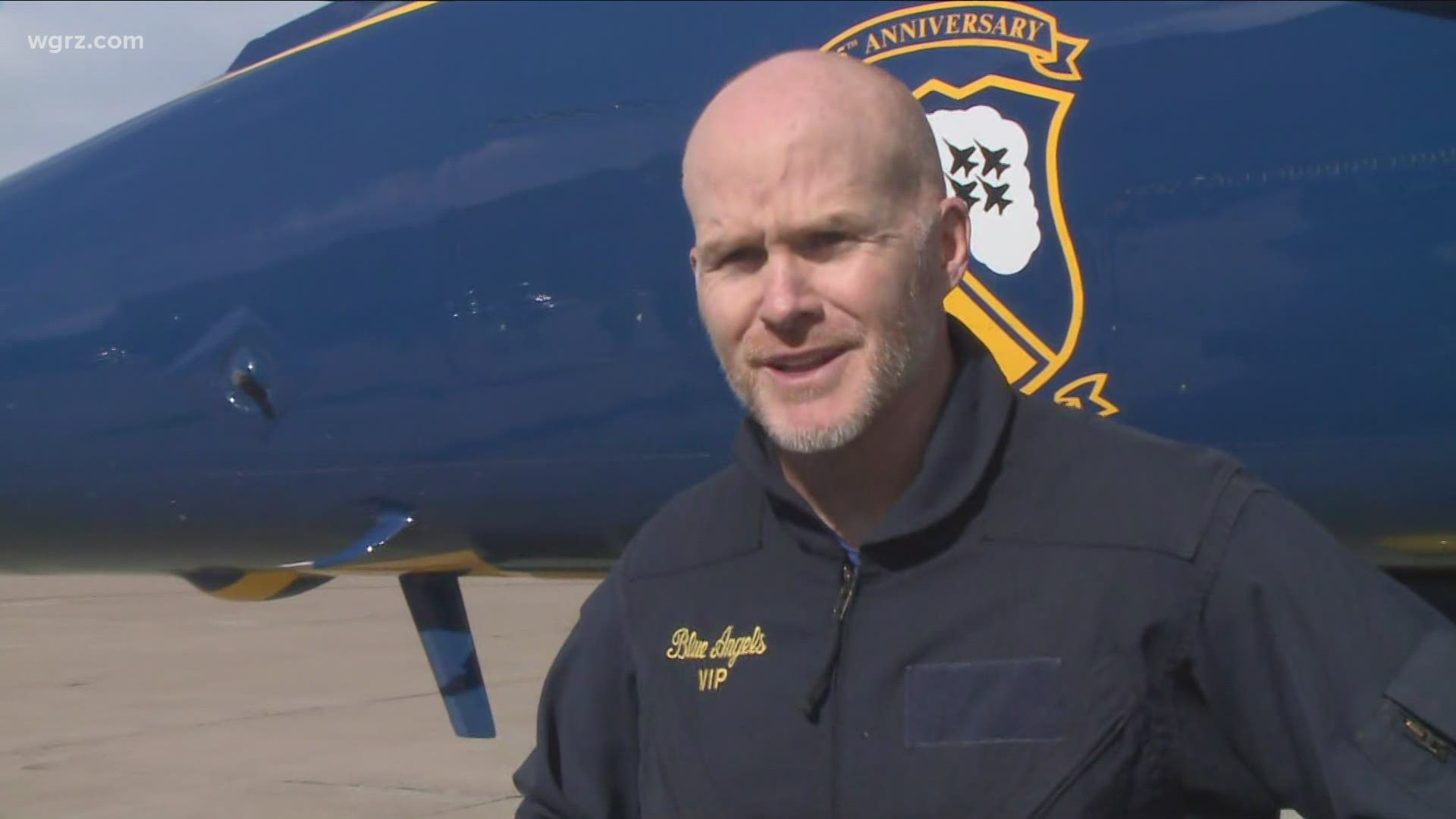 Sean McDermott reacts to his flight with the Blue Angels in Niagara Falls.
