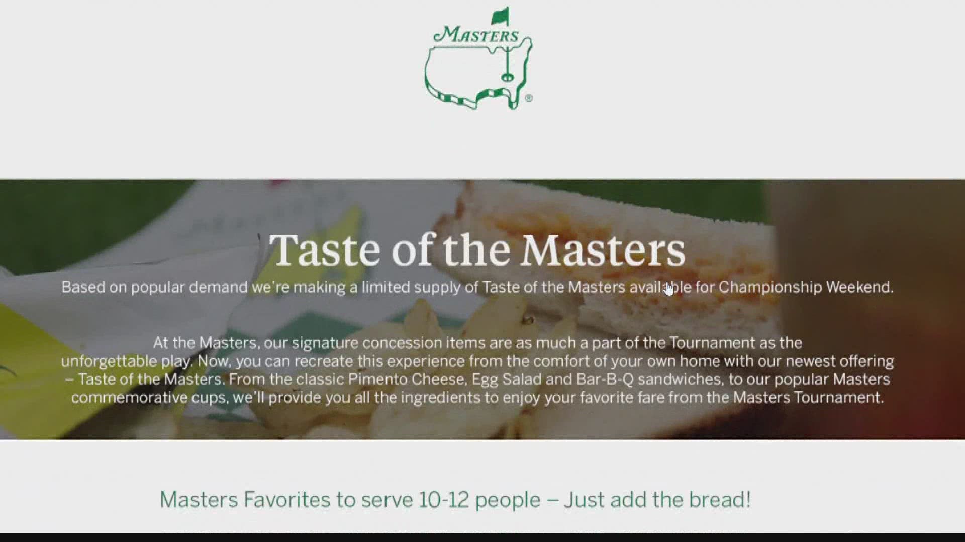 Augusta National is giving online access to signature concession items, including one pound of pimento cheese.