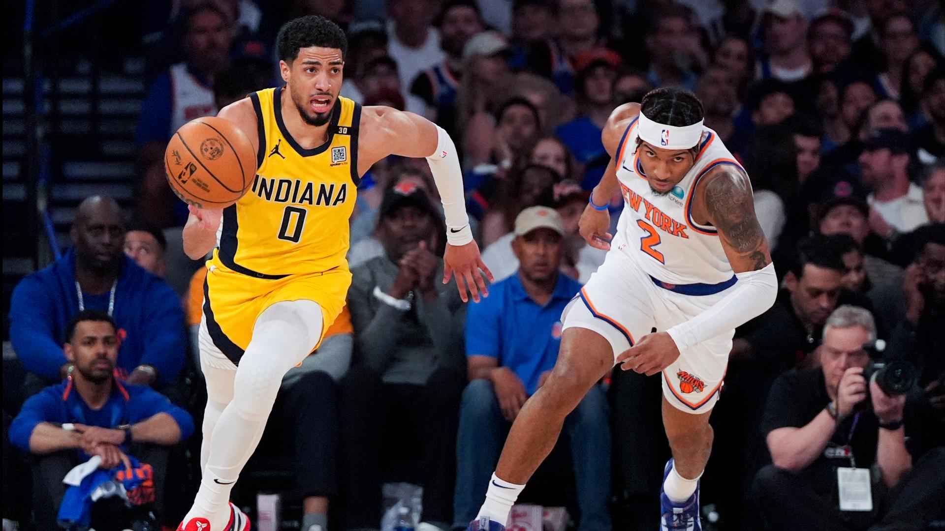 The voice of the Indiana Pacers, Chris Denari, joins 13News at 4 p.m. to discuss the first game in the Eastern Conference Finals between the Pacers and Knicks.