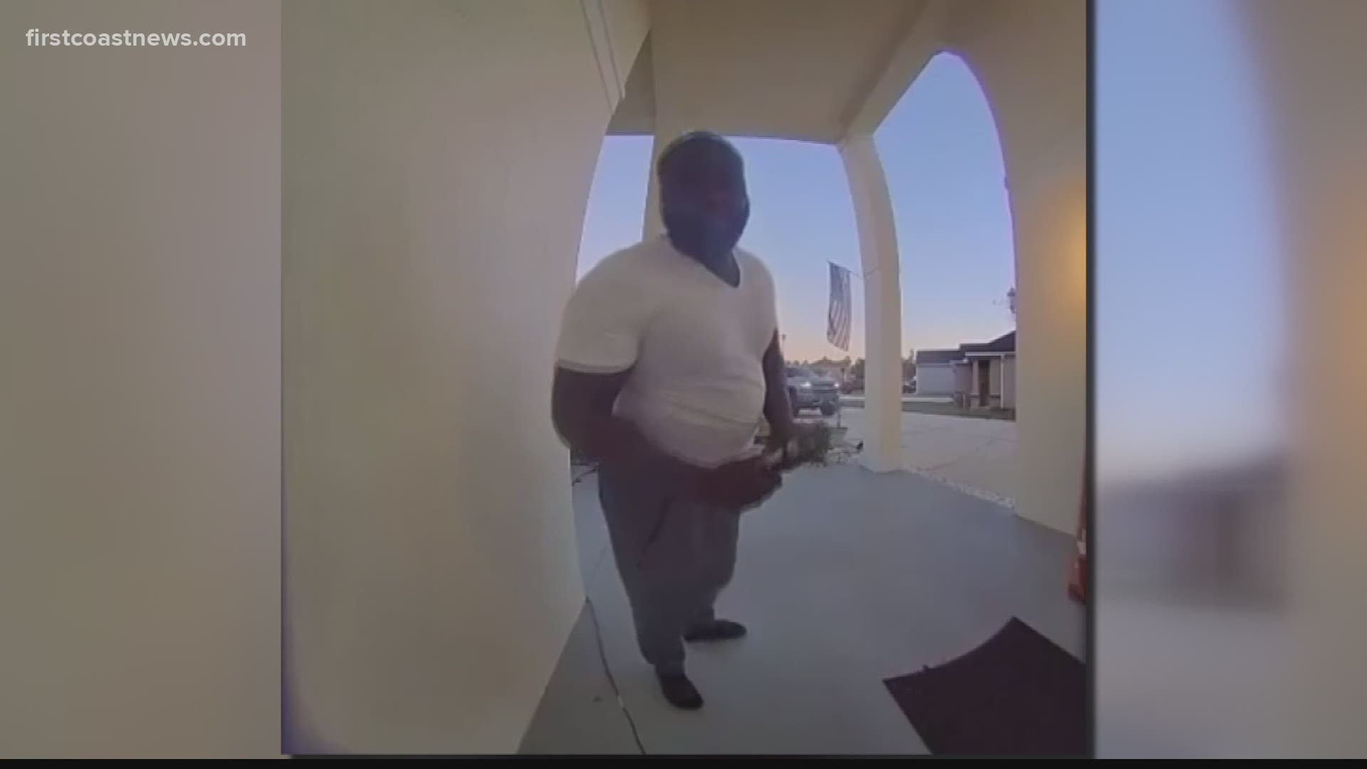 Doorbell video shows him approaching the home and ringing the bell saying, "Hey, how are you doing? I found your wallet at Walmart."