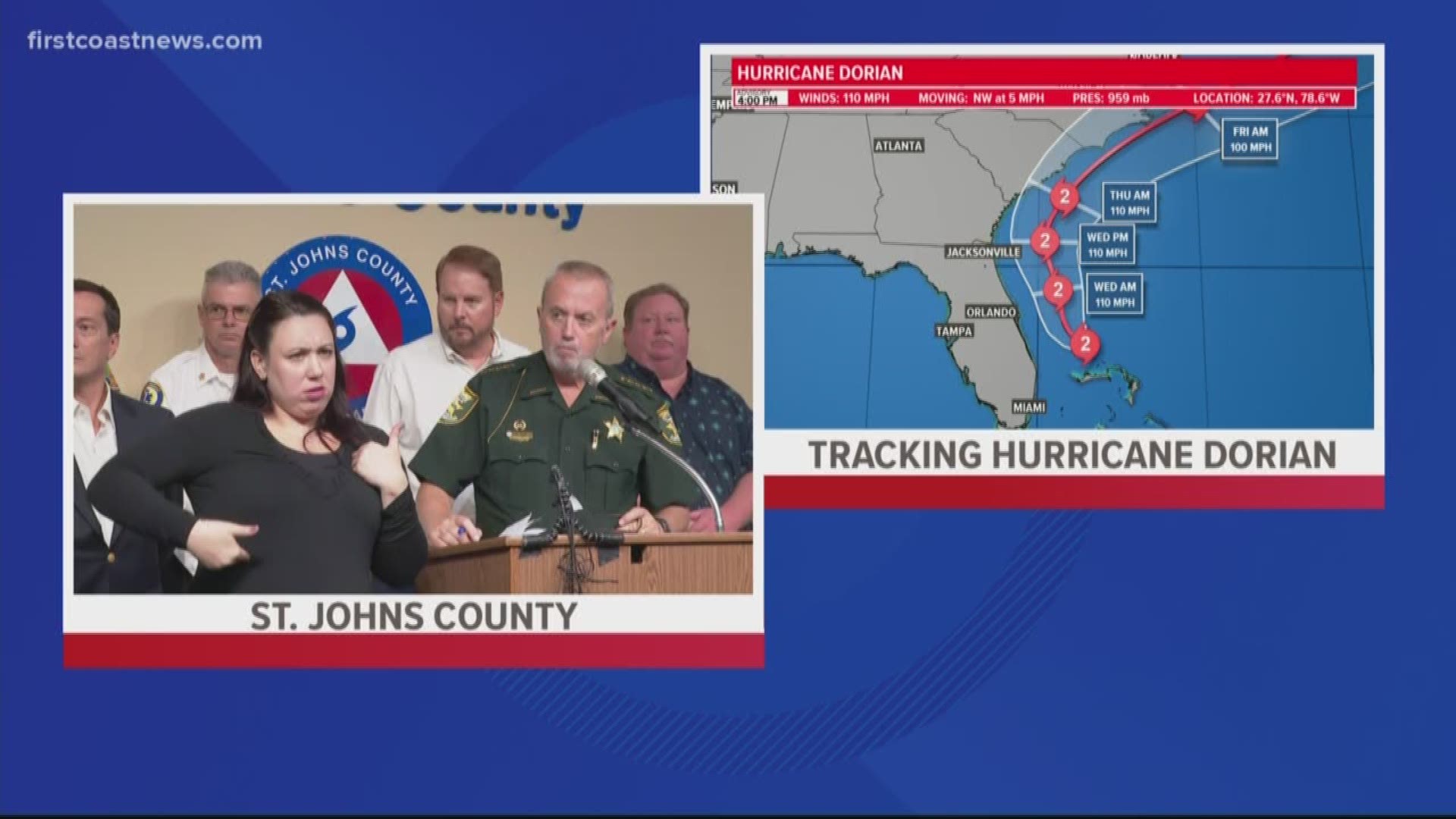 Law enforcement agencies in St. Johns County have announced a curfew for residents in mandatory evacuation zones ahead of Hurricane Dorian's arrival.