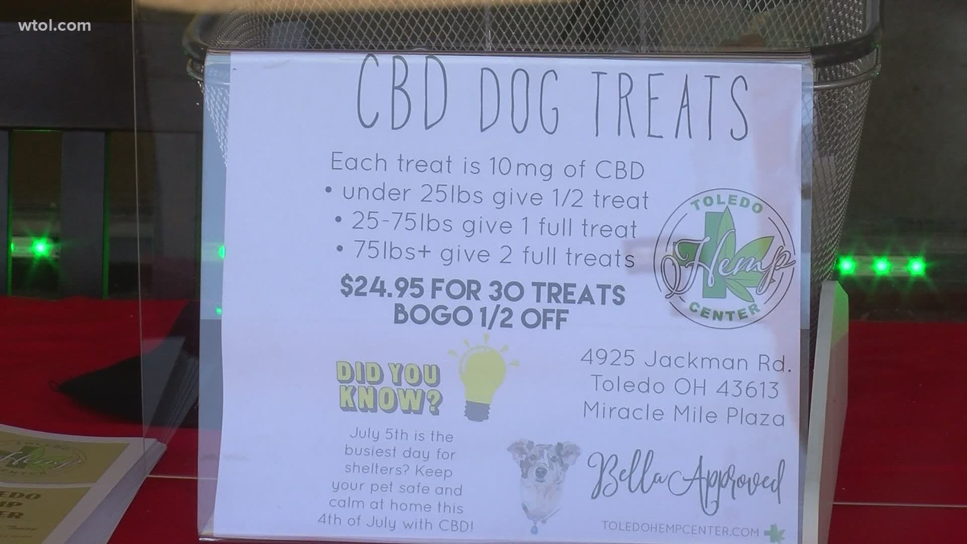 The Toledo Hemp Center is offering a 3 day event, giving away 500 CBD dog treats to help pets that may experience anxiety during fireworks this holiday weekend.