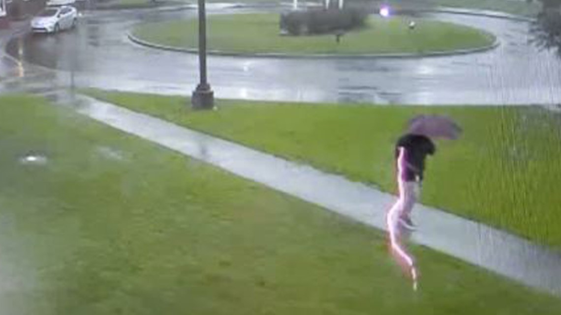 Does this video really show a man getting stuck by lightning? 