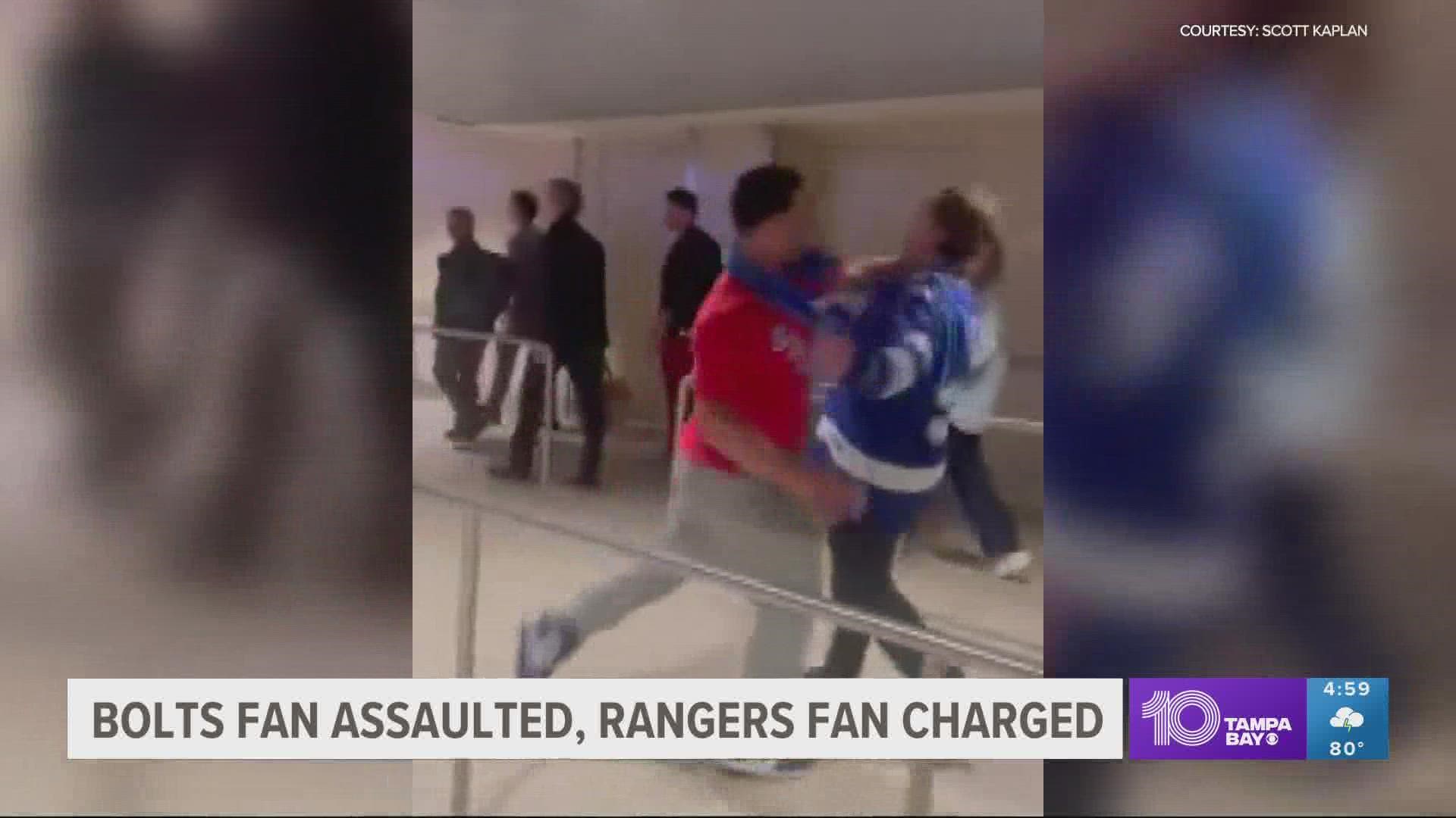 The Rangers fan tried to get away but was arrested by the NYPD. Madison Square Garden says it has permanently banned him from future events.