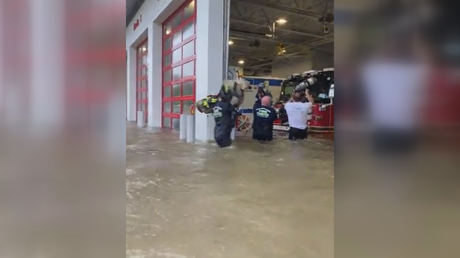 The Naples Fire-Rescue Department posted this video of firefighters unloading a truck while surrounded in water from the storm surge.