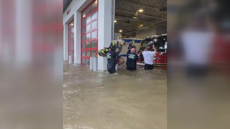 Waist-deep water floods Naples fire station