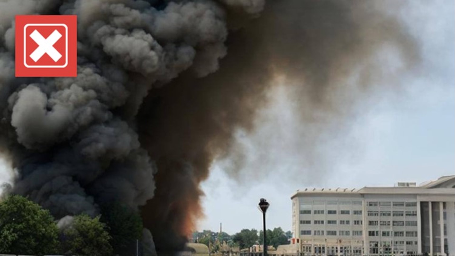 Officials say there was no explosion at the Pentagon Monday morning, following the spread of a viral image showing a large column of black smoke.