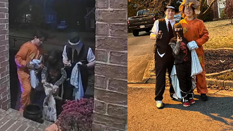 Boys refill Halloween bowl with their own candy when family runs out