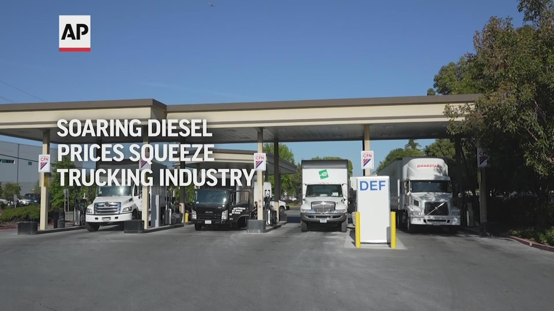 Gas prices aren't the only thing going up. Diesel prices are high and hurting the trucking industry.